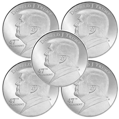 5個セット - 1トロイオンス ドナルド・トランプ第47代大統領 .999 純銀エレメタルラウンド