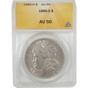 1886 O モルガン・ダラー AU 50 ANACS シルバー $1 コイン SKU:I16826