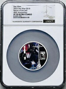 2023年 10ドル ニウエ 3オンス シルバー スターウォーズ ジェダイの帰還 NGC PF70 UCAM OGP