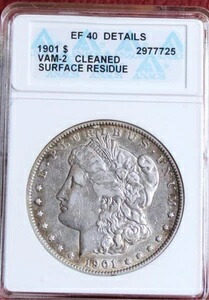 ANACS 1901 P モーガン シルバードル 詳細 クリーングレード EF-40 (ref# ANACS-01)