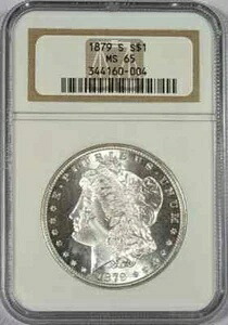 1879年 S モルガン銀貨 NGC MS-65