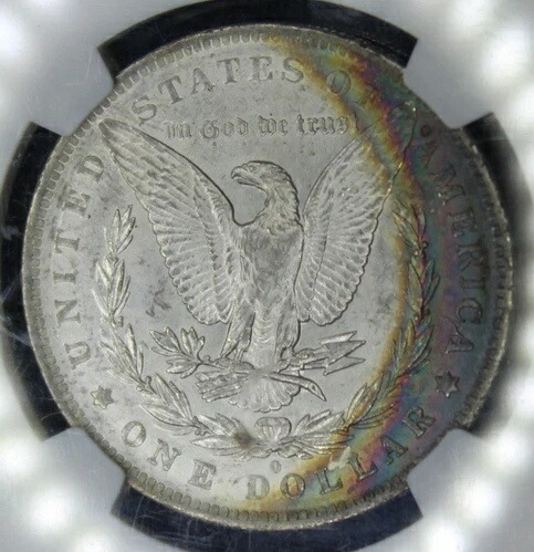 1883年 O モーガン シルバー ダラー NGC MS61 認定コイン レインボーカラートーン