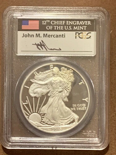 2015 W- アメリカン シルバー イーグル - PCGS - PR70 DCAM - FDOI - フィラデルフィア - マーカンティ