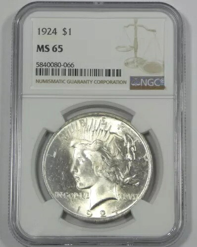 1924年 ピースダラー NGC MS 65 認定シルバーダラー