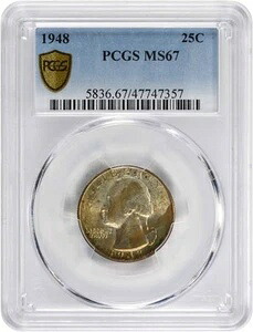 1948年ワシントンシルバークォーター MS67 PCGS｜WORLD RESOURCE【KING店】