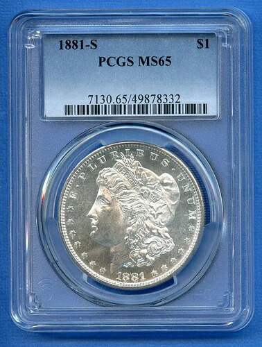 1881-S PCGS MS65 モルガン・ダラー 1ドル 米国造幣局 シルバー ブラストホワイト PL 表面