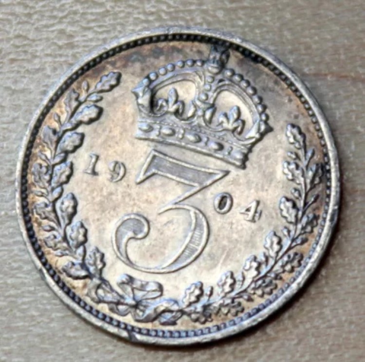 1904年 イギリス 3ペンス銀貨 KM# 797.1