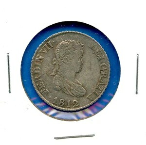 1812年 スペイン 2レアル銀貨 アンティーク 植民地時代 フェルディナンド7世 2R
