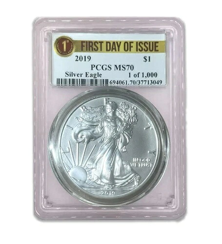 2019年 1ドル アメリカン シルバー イーグル MS70 PCGS - 発行初日