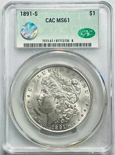 1891年 S モルガン銀貨 CACG MS 61 CAC サイト ホワイト