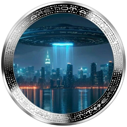 都市上空のUFO 私たちは孤独ではない 2オンス 2025年 銀貨 カメルーン