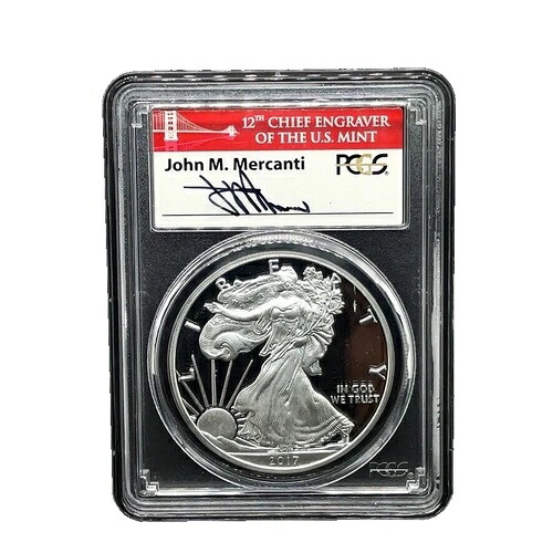 2017 S $1 アメリカンシルバーイーグル PCGS PR70DCAM FDOI 祝！セット ジョン・マーカンティ