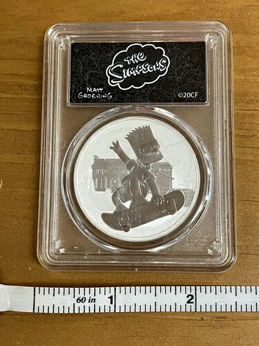 ツバル 2020-P PCGS MS70 バート・シンプソン 発行初日 シルバー 300枚中1枚