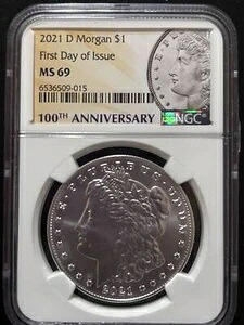 2021年 Dモルガン銀貨 NGC MS-69 100周年記念