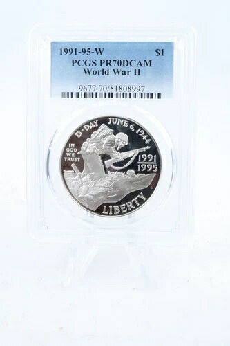 1991-95-W PCGS PR70DCAM 第二次世界大戦記念銀貨 現代記念ドル プルーフ 105,875円