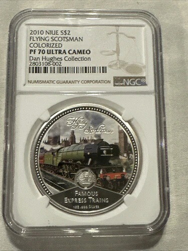 2010年 ニウエ S$2 フライング・スコッツマン カラーライズド PF70 ウルトラカメオ NGC