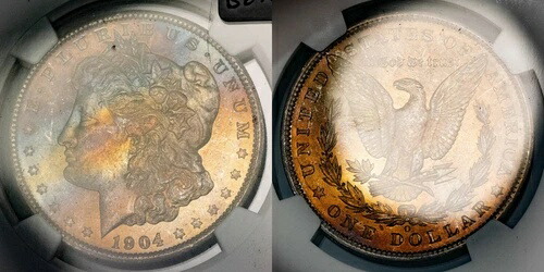 1904-O 1ドルモルガン・ダラー - VAM-22A2 - レインボー・トーニング - NGC MS 64 - ビデオ - B2105