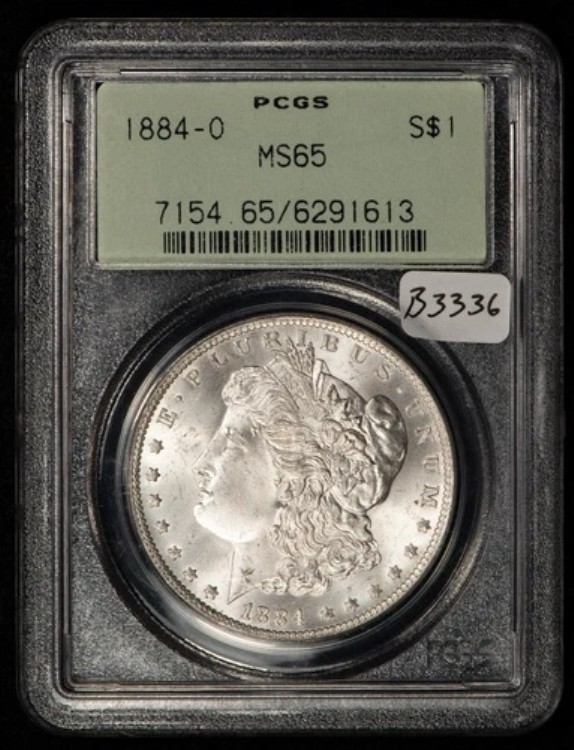 1884-O 1ドル モルガン・ダラー - フロスティ - OGH - PCGS MS 65 - SKU-B3336