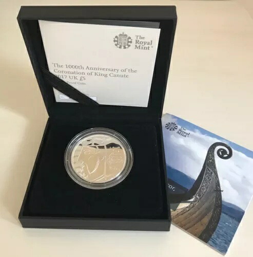Simply Coins~ 2017 シルバープルーフ キング・カヌート・ファイブ 5ポンドコイン ボックス COA