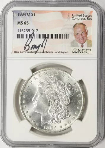 1884-O 1ドルモルガン銀貨 NGC MS65 - 米国議会ゴールドウォーター署名