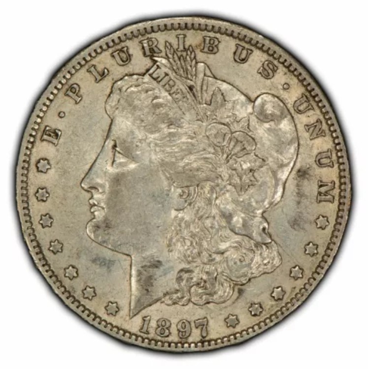 1897-O 1ドルモルガン銀貨 - 光沢仕上げ - AUキーデート - SKU-D2626