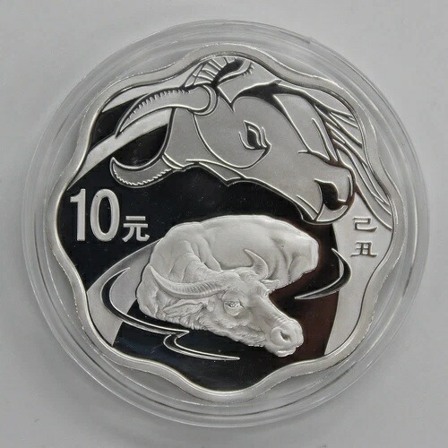 2009年 中国 10元 銀貨 中国 2009年 干支 丑 梅の花型コイン 1オンス