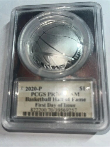 2020 (P) $1 イーグル FDOI PCGS PR70 DCAM バスケットボール殿堂入り 1オンス シルバー_