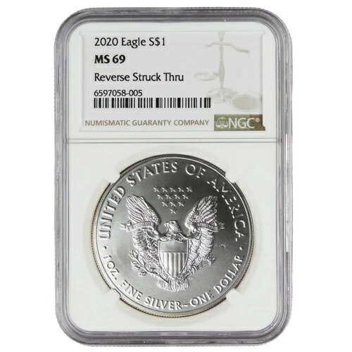 2020年 1ドル アメリカン シルバー イーグル NGC MS69 ミントエラー リバース ストラックスルー