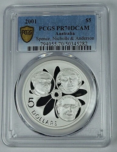 2001年 オーストラリア 5ドル銀貨 $5 スペンス、ニコルズ＆アンダーソン PCGS PR70DCAM