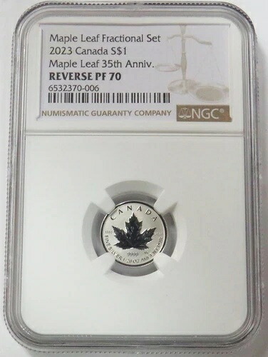 2023年 カナダ 1ドル メープルリーフ 35周年記念 1/20オンス NGC リバース プルーフ 70