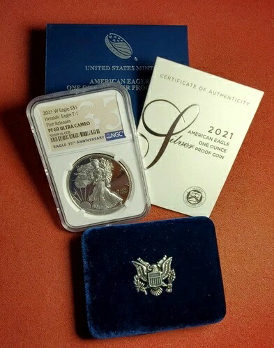 2021 W $1 NGC PF69 UCAM 初公開 シルバー ヘラルディック イーグル T-1 35周年記念