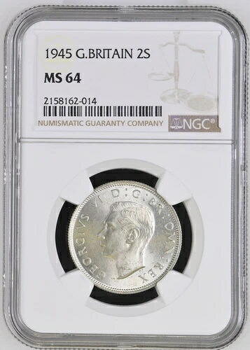 イギリス - 1945年 ジョージ6世 銀 フローリン/2シリング - NGC MS64 105,875円