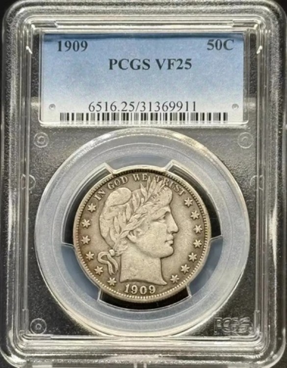 1909年バーバーハーフダラー PCGS VF-25