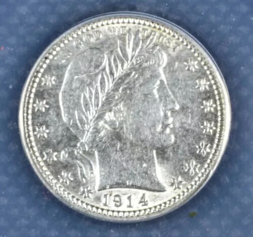 1914年 バーバー シルバー クォーターコイン ANACS AU-55