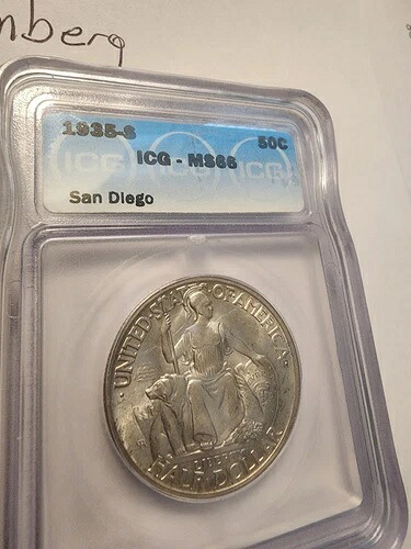1935年記念 *サンディエゴ* シルバーハーフドル 50セント ICG MS65