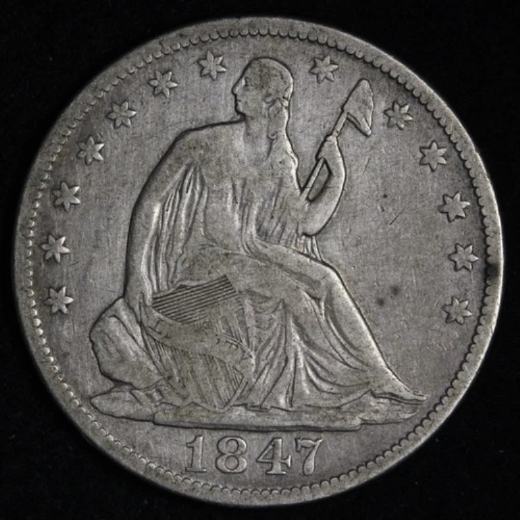 1847年 着席リバティ シルバーハーフドル VF レア E272 AWCRX｜WORLD RESOURCE【KING店】