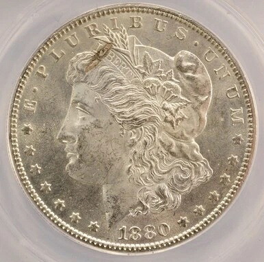 1880-S 1ドル モルガン・ダラー スラグ含有金貨 表面 ANACS MS63｜WORLD RESOURCE【KING店】