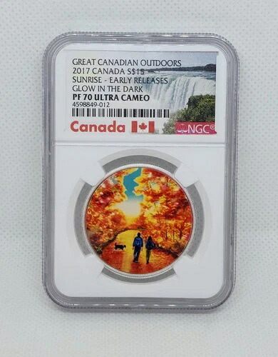 2017年 サンライズ カナディアンアウトドアーズ 1オンス シルバーコイン NGC PF70 暗闇で光る S$15｜WORLD RESOURCE【KING店】