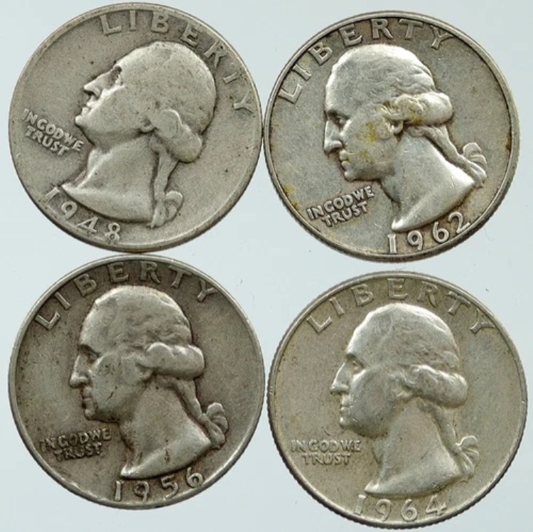 アメリカ合衆国大統領ワシントン記念銀貨 25セント硬貨 4枚セット i116264｜WORLD RESOURCE【KING店】