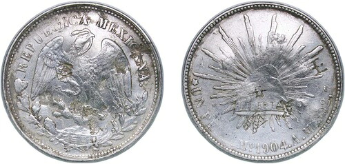 メキシコ 1904 月 AM 1 ペソ シルバー 9027 XF|WORLD RESOURCE【KING店】