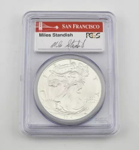 2014-(S) シルバーイーグル PCGS MS70 マイルズ・スタンディッシュ シグネチャーラベル ファーストストライク｜WORLD RESOURCE【KING店】