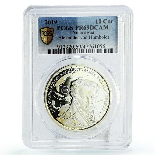 ニカラグア 10コルドバ エクスプローラー アレクサンダー・フォン・フンボルト PR69 PCGS 銀貨 2019｜WORLD RESOURCE【KING店】