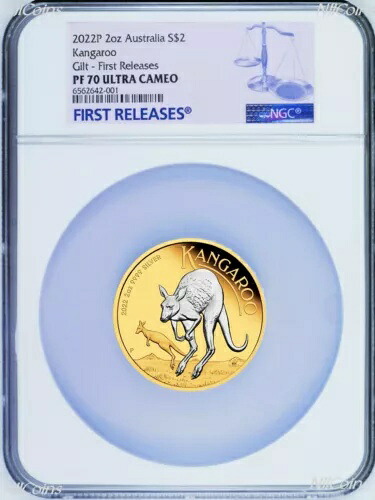 2022年 オーストラリア ギルト プルーフ 2オンス .9999 シルバー カンガルー 2ドルコイン NGC PF70 FR ブルー LB｜WORLD RESOURCE【KING店】 106,480円
