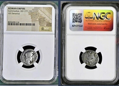 コモドゥス皇帝の銀貨デナリウス NGC 本物古代ローマ貨幣 177-192AD｜WORLD RESOURCE【KING店】