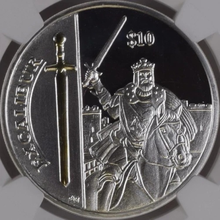 イギリス領ヴァージン諸島。2013年、10ドル、銀貨 - NGC PF68 - エクスカリバー、アーサー｜WORLD RESOURCE【KING店】