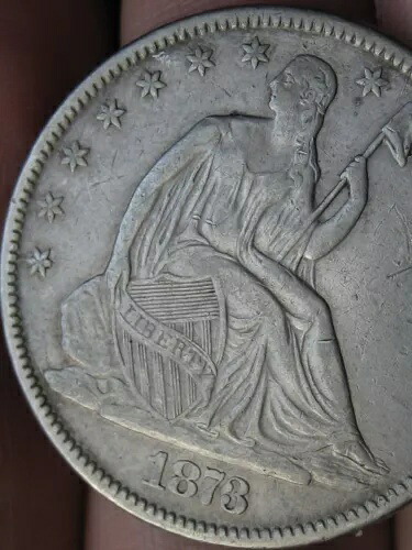 1873年 P 着席型自由の女神ハーフドル - 矢印なし、閉じた状態 3、VF/XF 詳細｜WORLD RESOURCE【KING店】