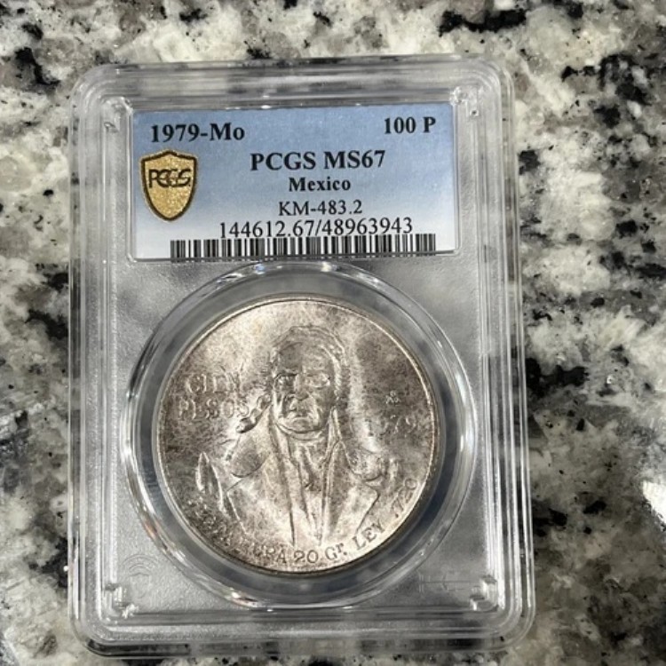 1979年 モ・メキシコ 100ペソ MS67 PCGS ブルーラベル ゴールドシールド付き｜WORLD RESOURCE【KING店】