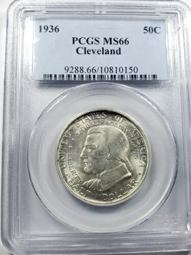 1936年クリーブランド記念銀貨ハーフドル PCGS MS66 105,875円