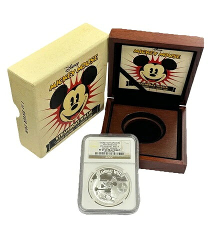 2014年 ニウエ 2ドル ディズニー ミッキーマウス 1オンス 蒸気船ウィリー NGC PF69 箱付き #7697