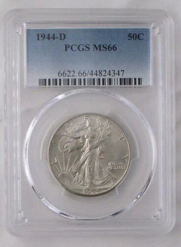 1944年 D MS66 ウォーキング・リバティ・ハーフダラー、PCGS